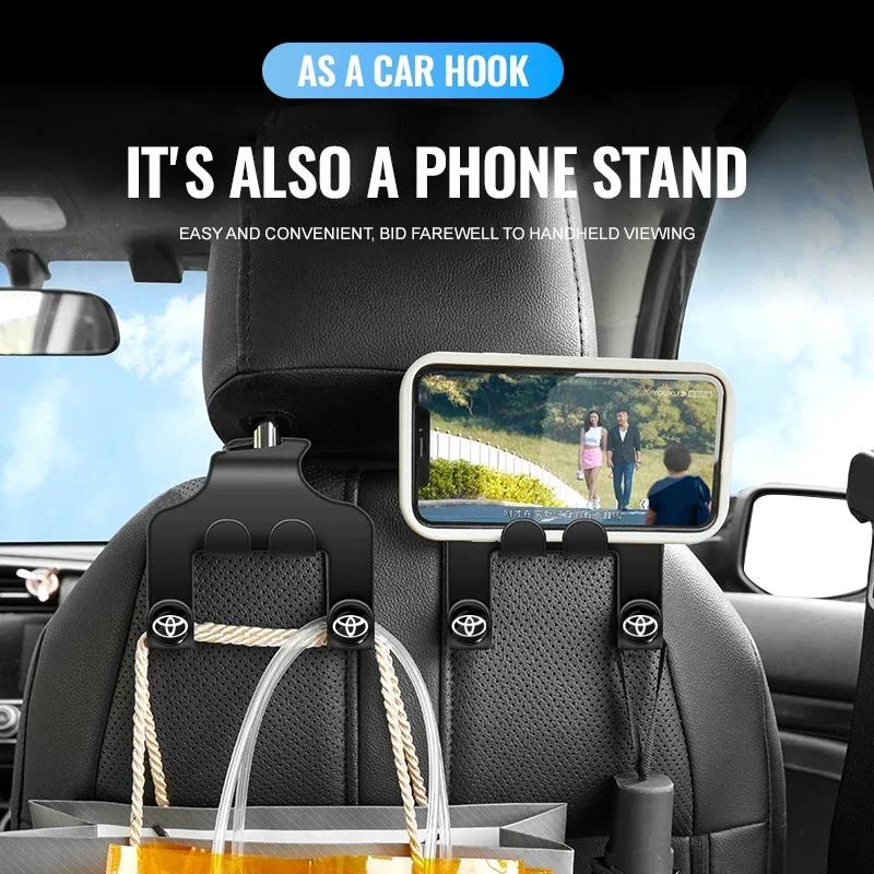 Car Seat Headrest Hook 4 Pack Hanger Storage Organizer Car Accessories For Toyota GR Sport Rav4 Corolla Camry Aqua Yaris Cross