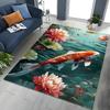 2026 Nouveau Tapis Rétro Poisson Koi Lotus 3D pour Chambre à Coucher Salon Canapé Tapis de Sol Maison Décoration,Grand Tapis de Sol Antidérapant pour Jeux d'Enfants
