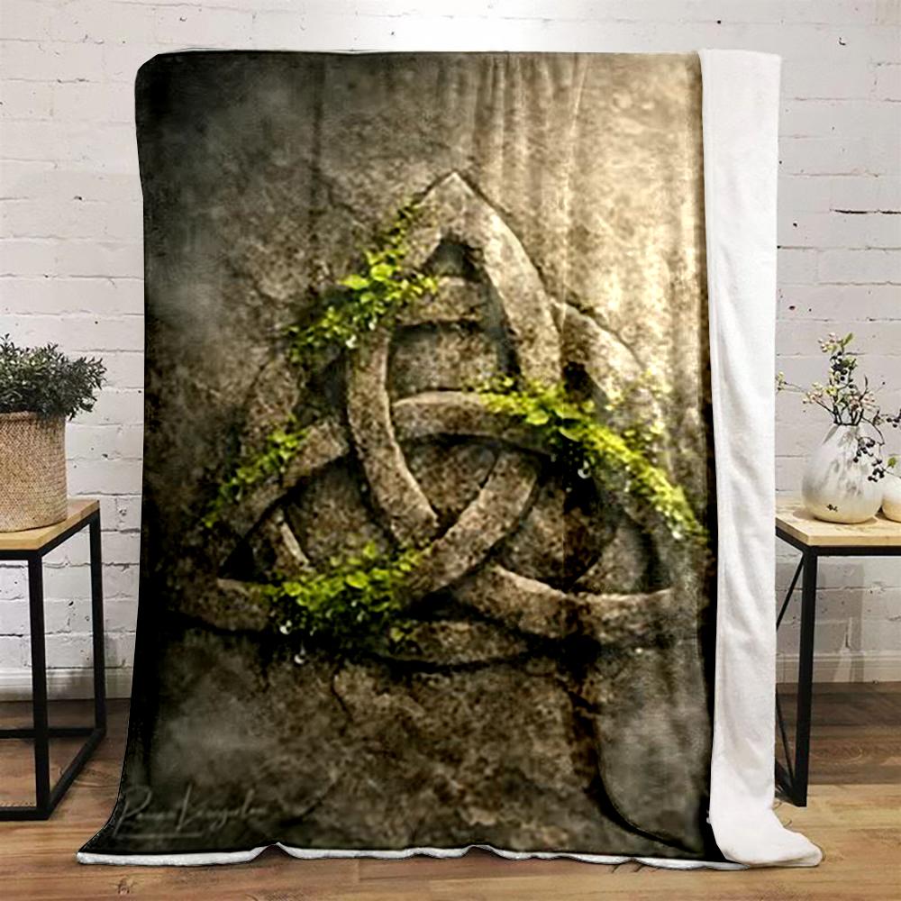 Celtic Knot Design with Stone Texture Printed Flannel Blanket for Bedroom, Living Room, Sofa, and Nap