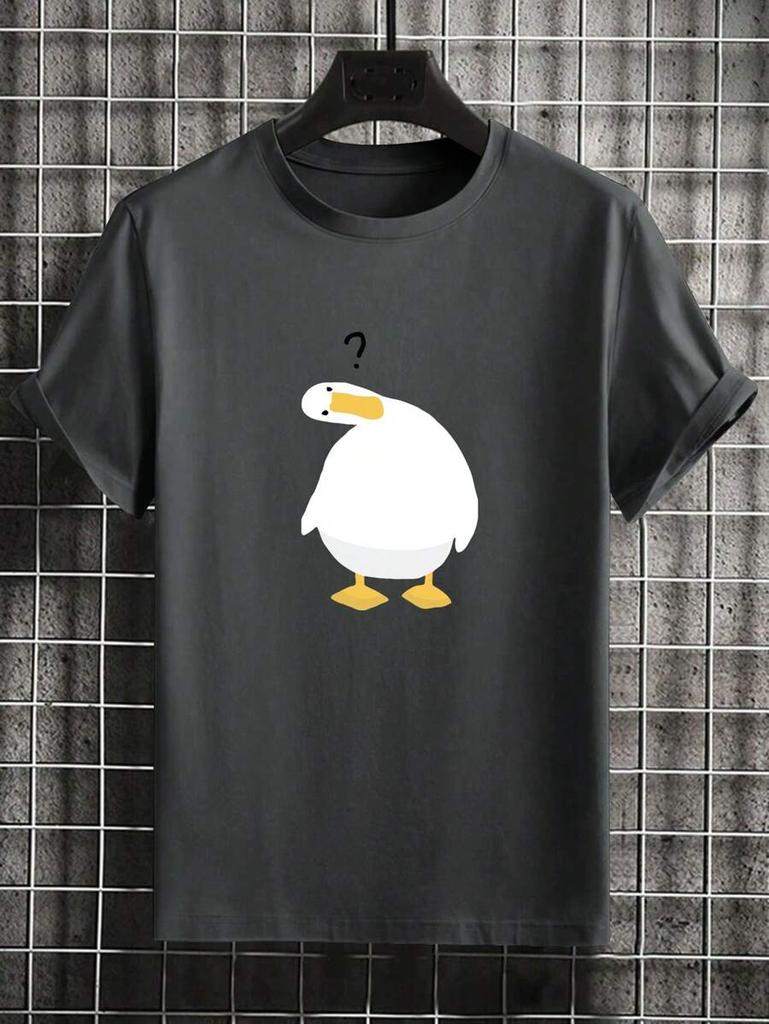 Unisex's Cute Duck Graphic Round Neck Casual T-Shirt