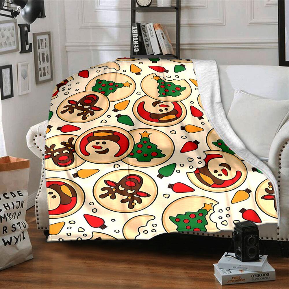 1pc Christmas Cookies Blanket Warm, Cozy, And Soft, Suitable for Sofas, Beds, Cars, And Office Use.Perfect for Camping And Travel, Making It a Great G