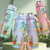 1PC Beach Besties Multi Text 750ml Color Plastic Sports Water Bottle Leakproof Flip Straw Lid Suitable for Sports Office Home Use