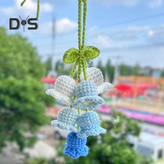 Pandantiv auto agățat, lucrat manual, tricotat, ornamente de flori de crin, adorabil, croșetat, decorațiuni interioare auto