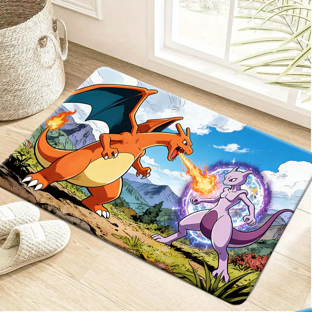 Tappetino Ingresso Antiscivolo Pokemon Pikachu ed Eevee Lago Foresta, Tappeto Morbido Assorbente per Arredo Casa