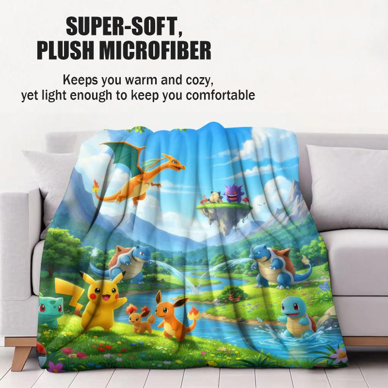 Pokemon Pradinis Pokemon Sceninis flanelinis pledas Animacinis Anime Minkštas šiltas pliušinis metamas pledas Sofos lovos sofos uždangalas Kempingo kelionės Gerbėjų dovana