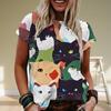 Summer Women Cartoon Cat T-Shirt Fashion Trend Tops Ladies Casual Short Sleeve 3D Printed Clothing Girls O-Neck Elegant Tees