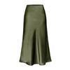 Women's Fashion Solid Color Skirt Elastic High Waist Solid Color Split Mid Length Skirt