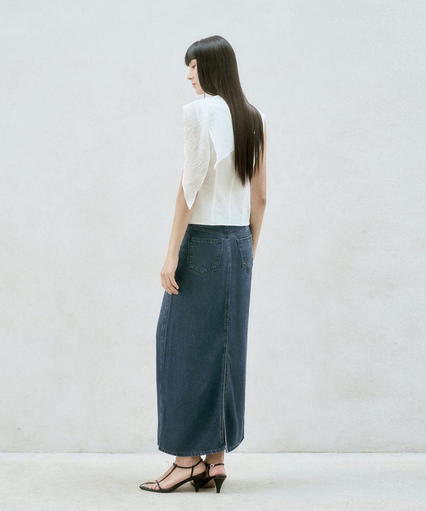 Rie Washed Denim Midi Skirt