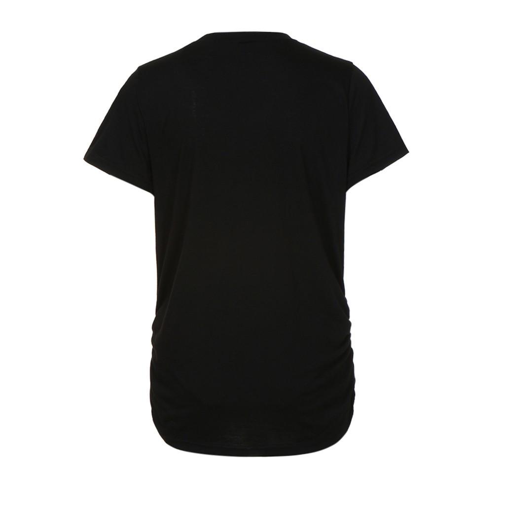 Women Maternity Short Sleeve Cartoon Print Tops T-shirt Pregnancy Clothes