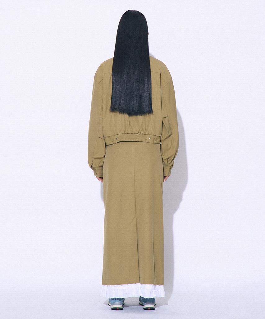 Partimento Woman Frill Double Layered Maxi Skirt_Khaki