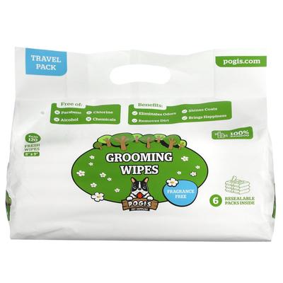 Grooming Wipes, Travel Pack, Unscented, 6 Pack, 20 Each Fresh Wipes
