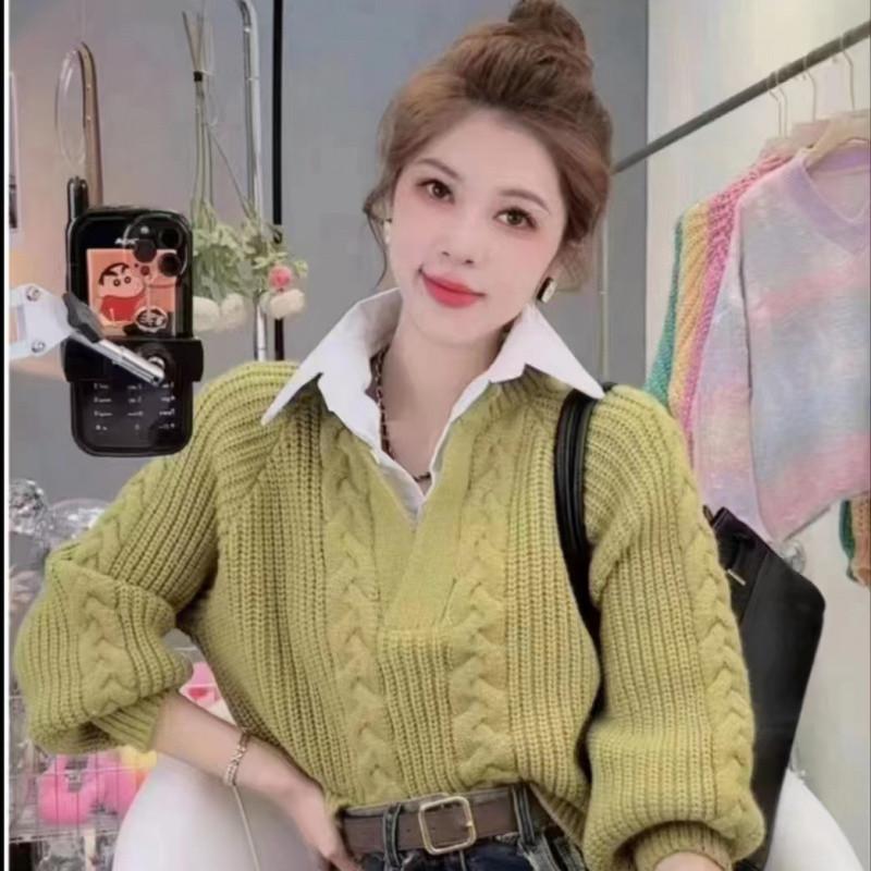 Women's Fall and Winter Lazy Design Retro Twist Knit Sweater Temperament Commuter Tops