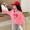 Children Girl's Printed Sweatshirt Round Neck Long Sleeved Pullover Top