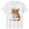 Watercolor Mouse Floral Crown Mice Animals Mens T-Shirt Womens Unisex Top