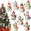 9 Stück Schneemann Anhänger Holz Weihnachts Hängeornament Bemalter Hängender Schneemann mit Zwirn CDN