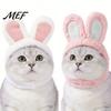 Adjustable Elastic Pet Costume Bunny Ears Cat Hat, Cute Soft Plush Hat Neck Accessory with Rabbit for Cats Small Dogs Party Fun Photos Funny