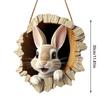 2025 Spring Easter Door Sign Reusable Cute Rabbit Animal Welcome Plaque Rustic Bunny Hanging Pendant for Holiday Front Door Wall