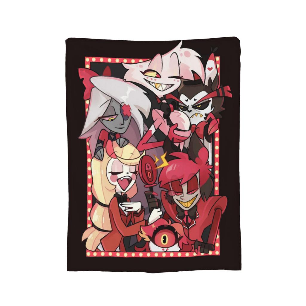 Cartoon Hazbins Hotels Blanket Velvet Print Multifunction Lightweight Thin Throw Blanket for Sofa Car Bedspread
