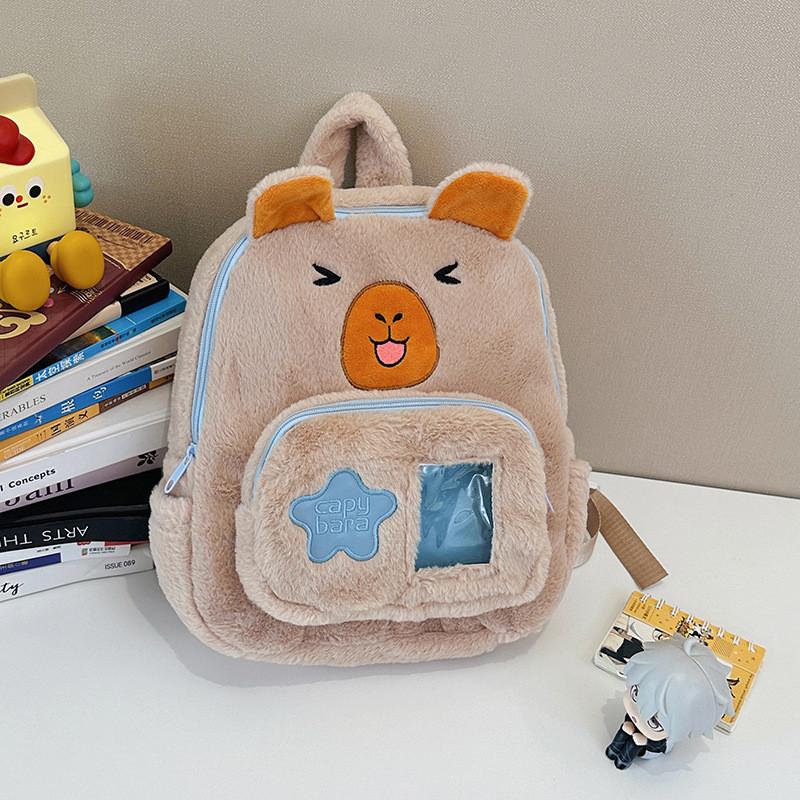 Sac à dos en peluche Capybara Labubu Dessin animé Grande capacité Pour l'école et l'usage quotidien
