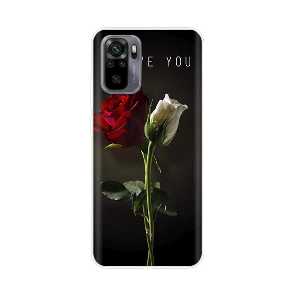 Silicone Flower Phone Case For Xiaomi Redmi Note 10 Case 6.43'' Lovely TPU Back Cover For Xiomi Redmi Note10 Pro Bumper Shells