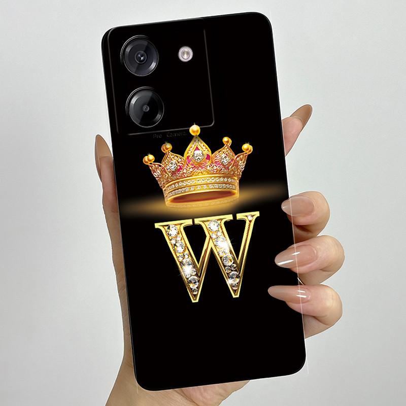 For Xiaomi Poco M7 Pro 5G Case Crown Letters Antifouling Non-slip Luxury Cover Couple For xiaomi poco m7pro PocoM7Pro Soft Funda