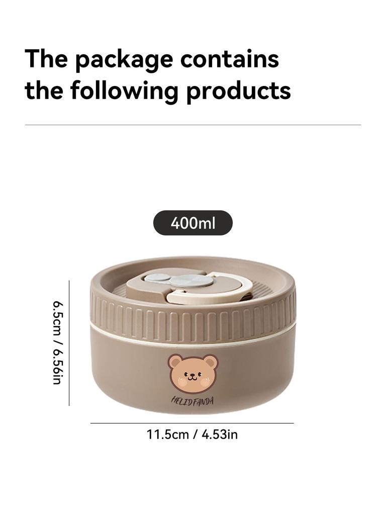 WORTHBUY Boîte à lunch isotherme en acier inoxydable 304 avec ours mignon pour enfants et adultes Boîte à bento portable pour micro-ondes Contenant alimentaire anti-fuite