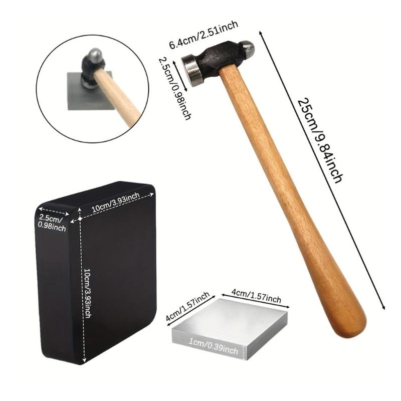 3 Pack Portable Jewelry Set Including Silicone Cushion Wood Stand Metal Hammer Suitable for Easy Transport Assembly
