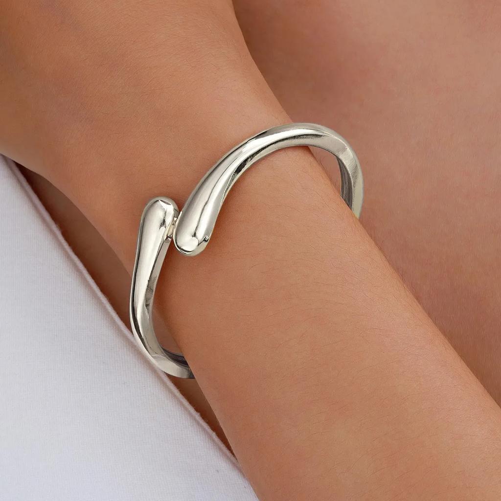 Simple Teardrop Shaped Bangle For Women Creative Gold Silver Color Adjustable Cuff Open Bracelet Girls Jewelry