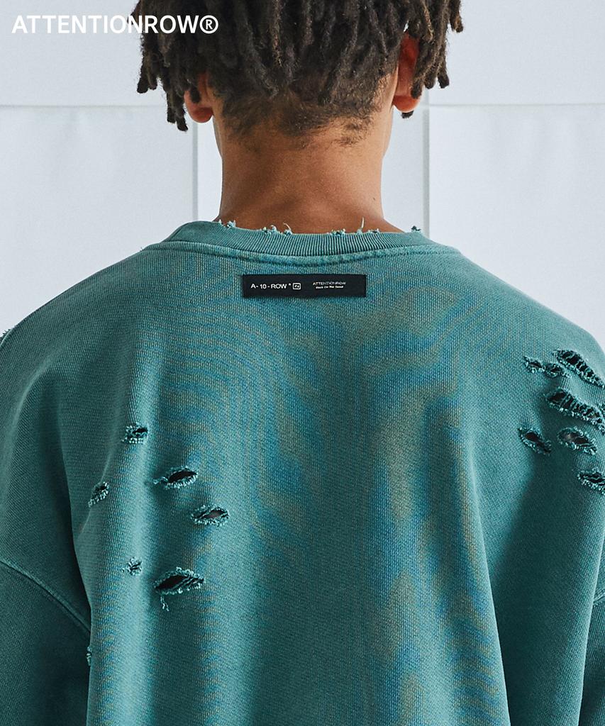 ATTENTIONROW Distressed Ver.2 Pigment Sweatshirt (8 Colors) (Type A)