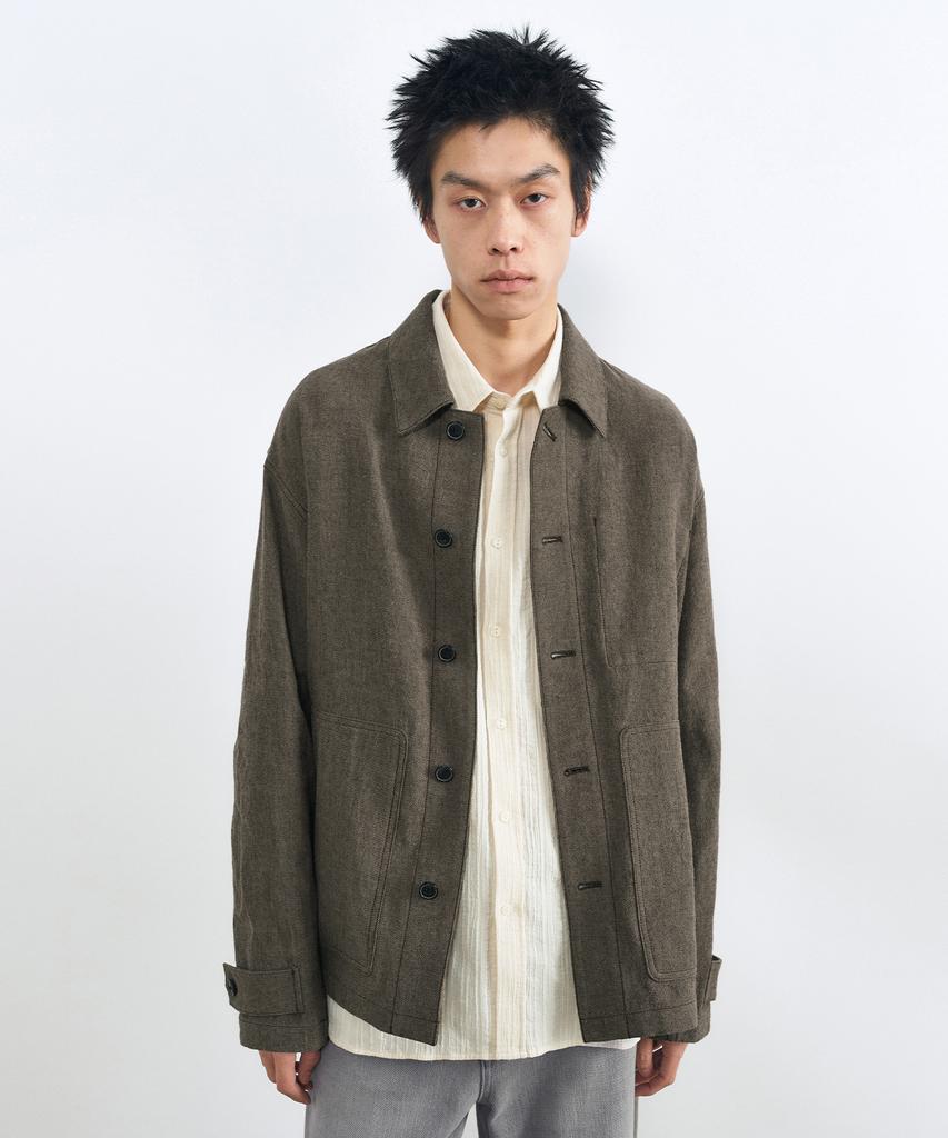 Insilence Linen French Work Jacket Brown