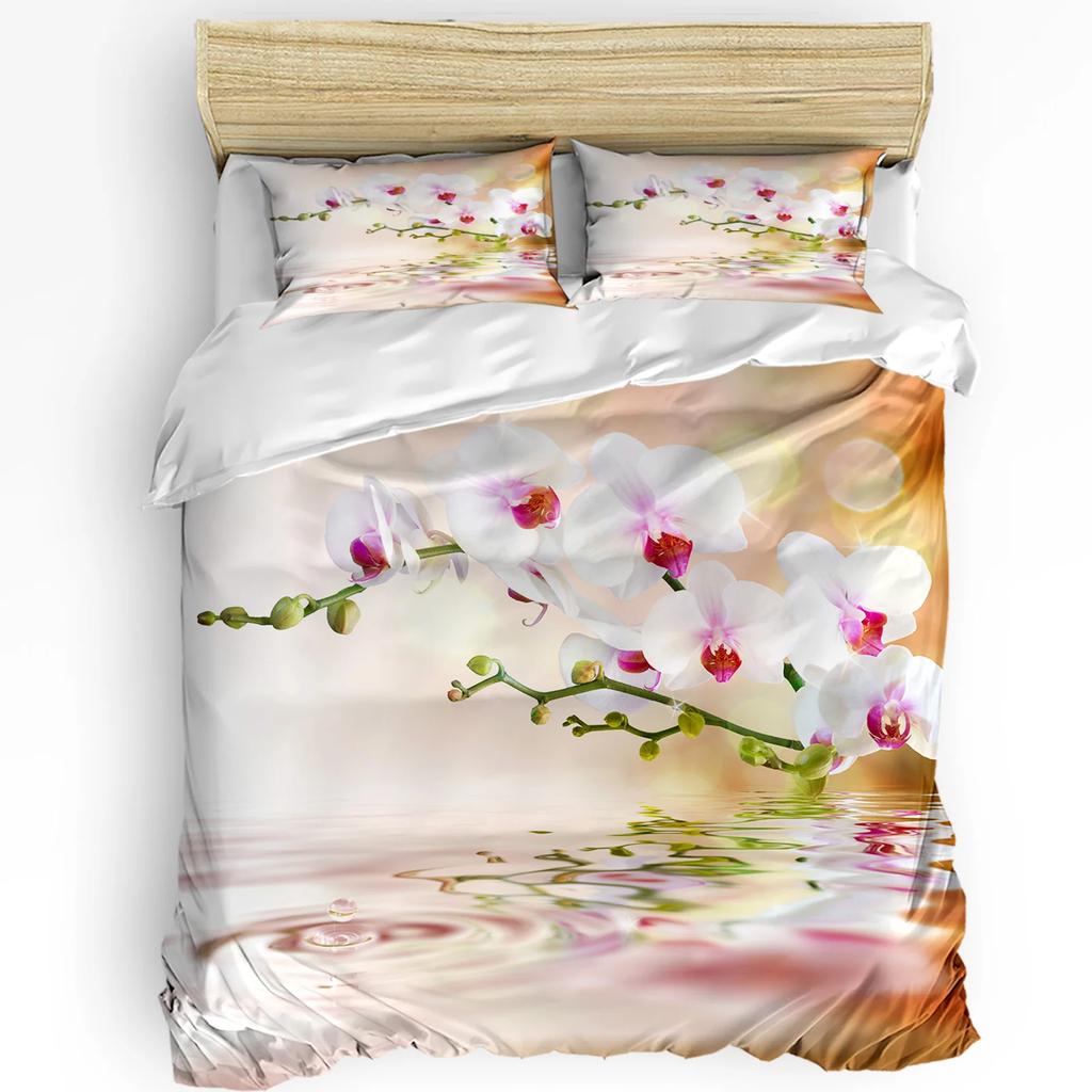 Lake Cherry Blossom Water Surface Pink Flower Bedding Set 3pcs Duvet Cover Pillowcase Quilt Cover Double Bed Set Home Textile