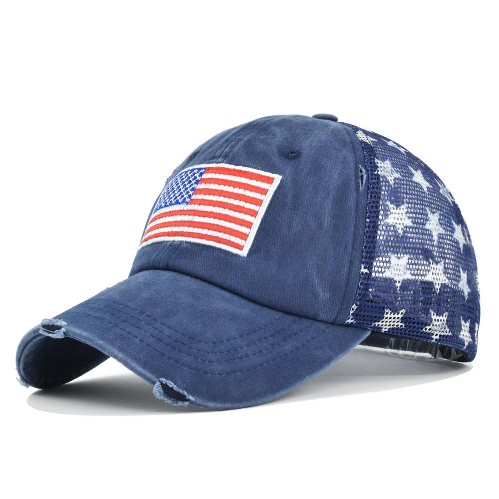 Three-dimensional embroidery baseball cap washed embroidered cap mesh cap five-pointed star mesh cap