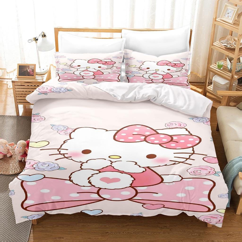 Hello Kitty Camera da Letto Set Biancheria da Letto per Bambini Copripiumone Comforte Queen Con Federa Regali di Natale Casa