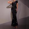 Elegant Rhinestone One-Shoulder Bodycon Evening Dress