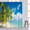 Seaside Beach Shower Curtains Blue Ocean Island Coconut Trees Tropical Hawaii Nature Landscape Bathroom Curtain Decor with Hooks