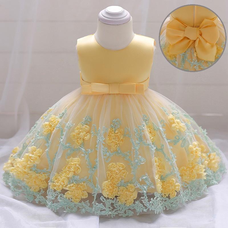 Ny Baby Blomsterflickklänning Sommar Tutu Födelsedagskalas Klänningar Vestido Infantil Kostym för Barn Klänningar för Flickor Kläder