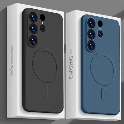 S24 S23 S22 Ultra Plus Hülle Magnetische Magsafe Drahtlose Lade Silikonhülle für Samsung Galaxy S24 S23 S22 Plus S24Ultra Hüllen