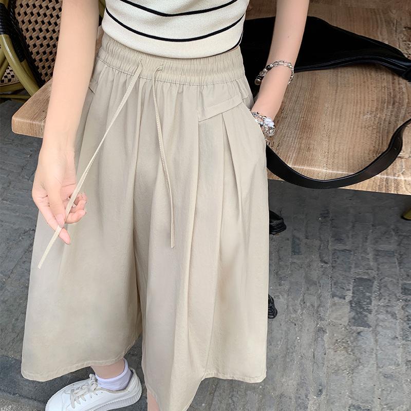 Summertime Thin Large Size Women's Casual Straight Wide Leg Pants Culottes