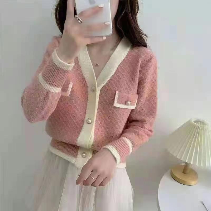 Cárdigan Vintage de oficina para mujer, de manga larga, prendas de punto elegantes, moda francesa, Jersey con una botonadura, abrigo Y2k, prendas de vestir de otoño