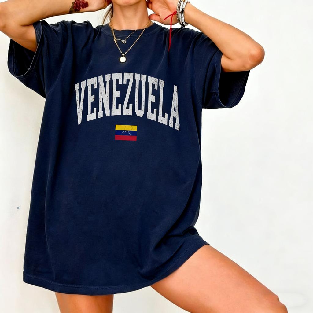 Distressed Venezuela Unisex T-Shirt Vintage Varsity Stil Venezolanische Flagge Grafik-T-Shirt Lateinamerika Geschenk Bedrucktes T-Shirt Oberteile