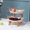 Table Plates Dinnerware Kitchen Fruit Bowl with Floors Partitioned Candy Cake Trays Wooden Tableware Dishes