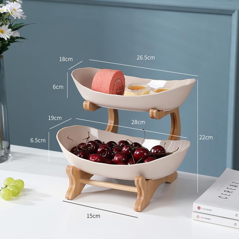Table Plates Dinnerware Kitchen Fruit Bowl with Floors Partitioned Candy Cake Trays Wooden Tableware Dishes