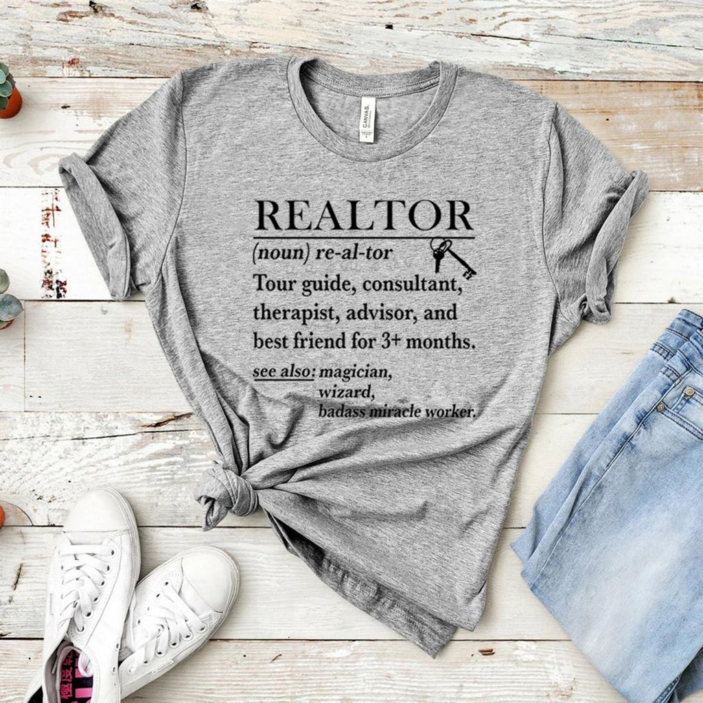 Realtor Definition Tshirt Funny Real Estate T Shirt Realtor Shirt Women Clothing Streetwear Casual Tops Real Estate Agent Gift