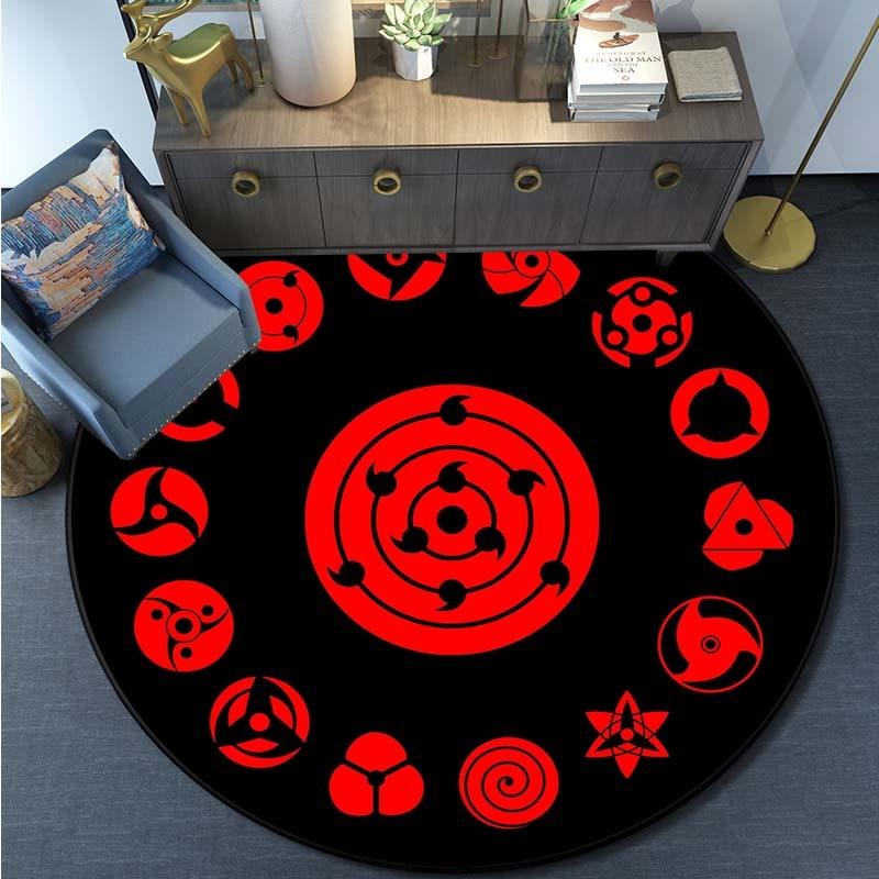 Cartoon Naruto runder Teppich für Wohnzimmer, Schlafzimmer, rutschfeste Bodenmatte