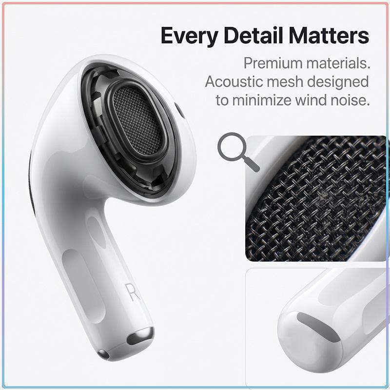 Apple AirPods 4 Bluetooth 5.3 Bezdrôtové slúchadlá Adaptívne EQ Izolácia hlasu Duálny mikrofón Dlhá doba prehrávania 30H Automatické vyskakovacie okno Športové Mini slúchadlá