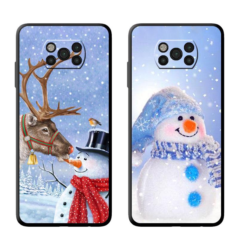 Black Tpu Case Cover For Samsung Galaxy M31 M12 M32 5g M22 M51 M33 M52 M23 M13 M30s M01 M53 M62 M11 Merry Christmas Snowman Capa