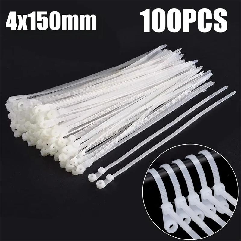 100/1000 STKS Kabelbinders met Schroefgat Herbruikbare Vaste Nylon Kabelbinders Zelfsluitende Snoerbinders Banden Bevestigingslus Kantoor Organizer