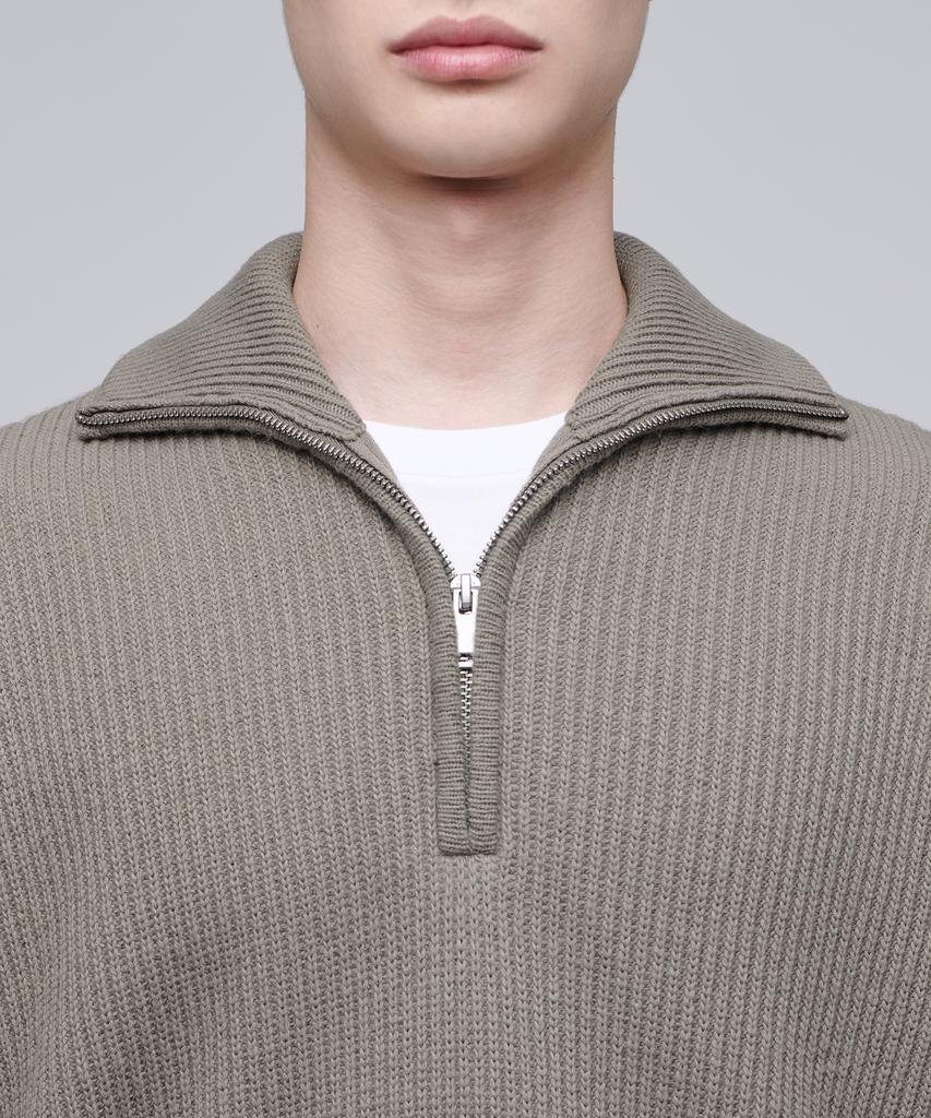 MUSINSA STANDARD Relaxed Ribbed Half Zip-Up Knit [Dusty Beige]