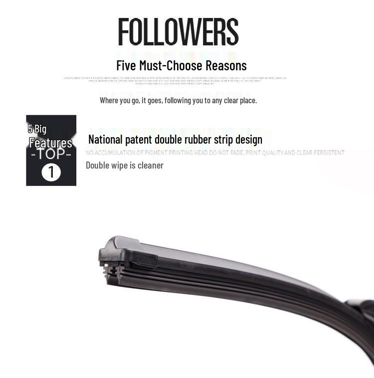 Zhonghua H3 Silent Rubber Front Wiper Blade - Original, Bone-Free, 17", Car Accessory