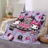 1pc My Melody and Kuromi Celebrate Blanket, Soft Throw for Room Decor, Perfect Gift for Family and Friend, Living Room, Travel, Camping, Car Blankets,